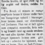 Nekrolog Dikka Broch - Aftenbladet 31.01.1929