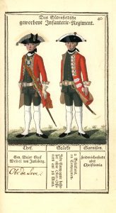 Uniform fra 1700-tallet. Sønnenfjelske infanteriregiment